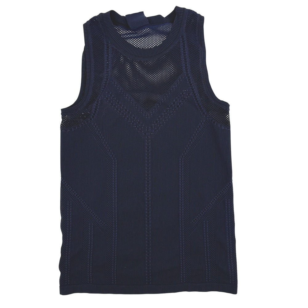 Athleta Momentum Tank Top Womens Large Navy Blue Excellent Seamless Mesh Mesh